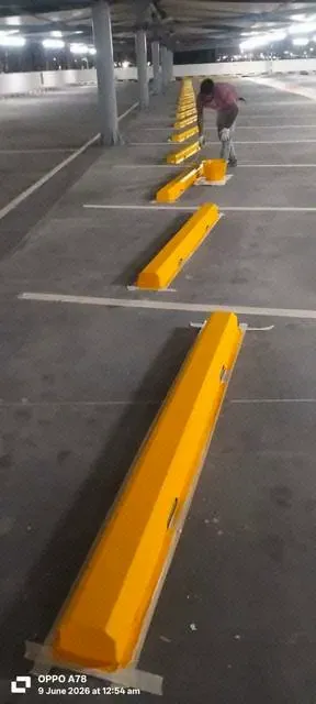 Finished customised wheel stoppers at Yas Mall