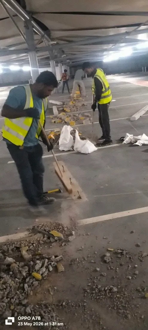 Removal of Existing Damaged Wheel Stopper