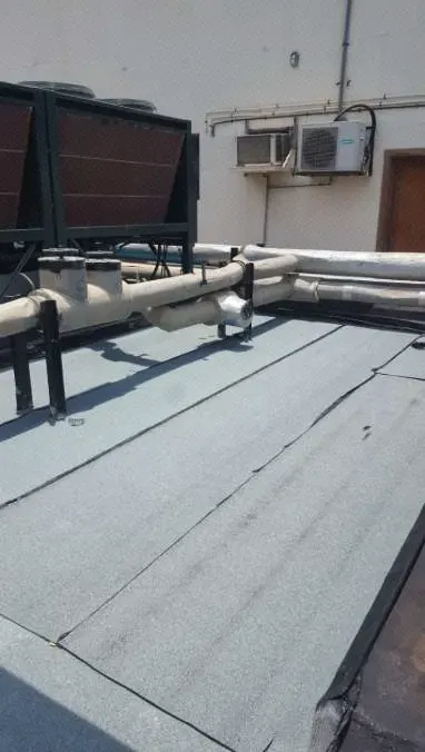 Application of 4mm thick torch-applied mineral waterproofing membrane