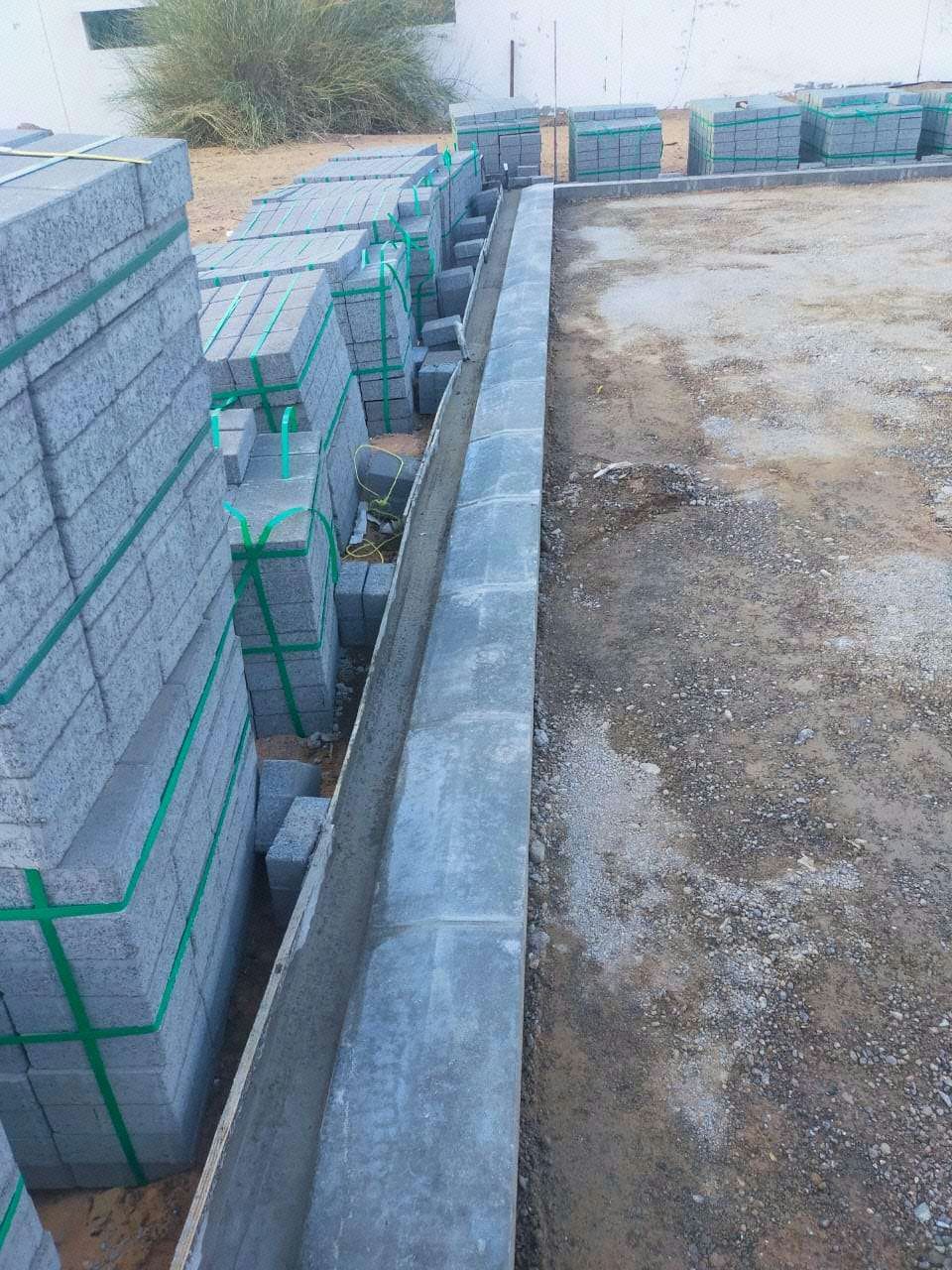 Completed kerbstone installation works