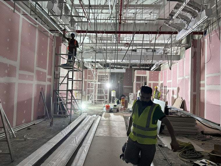 Services installed, ready for ceiling-closure inspection
