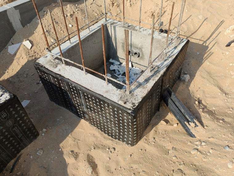 Application of waterproofing membrane outside RCC manhole