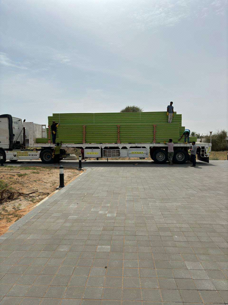 Delivery of sandwich panels to the project site