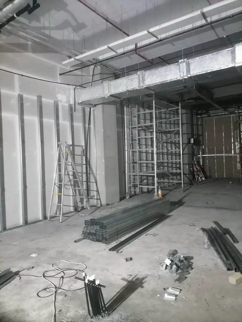 Early construction phase behind the mall hoarding