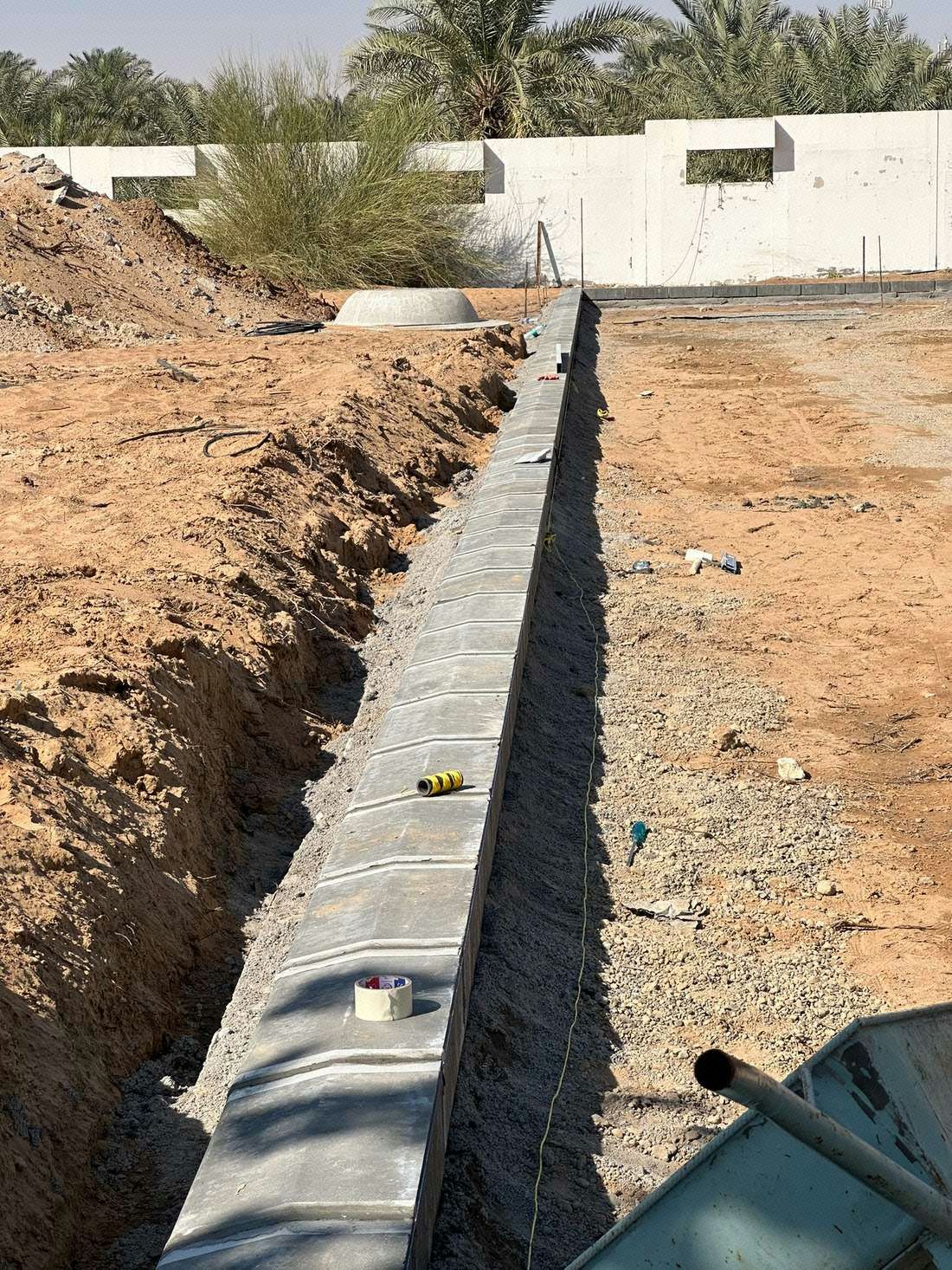 Ongoing installation of precast concrete kerbstones