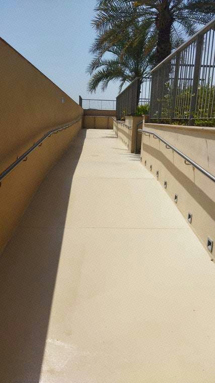 Completed slip-resistant finish to the pool ramp